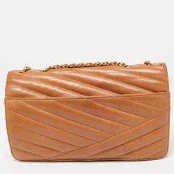 Chanel Brown Chevron Leather Medium Gabrielle Flap Bag