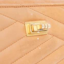 Chanel Brown Chevron Leather Medium Gabrielle Flap Bag