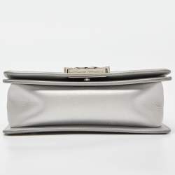 Pre Owned Chanel Silver/Blue PVC and Leather Small Water Boy Flap Bag