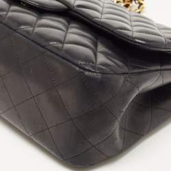 Pre Owned Chanel Black Quilted Leather Jumbo Classic Double Flap Bag
