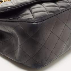 Pre Owned Chanel Black Quilted Leather Jumbo Classic Double Flap Bag