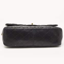 Pre Owned Chanel Black Quilted Leather Jumbo Classic Double Flap Bag