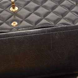Pre Owned Chanel Black Quilted Leather Jumbo Classic Double Flap Bag