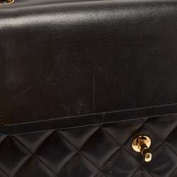 Pre Owned Chanel Black Quilted Leather Jumbo Classic Double Flap Bag