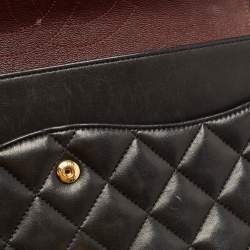 Pre Owned Chanel Black Quilted Leather Jumbo Classic Double Flap Bag