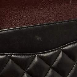 Pre Owned Chanel Black Quilted Leather Jumbo Classic Double Flap Bag