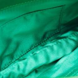Pre Owned Chanel Green Quilted Leather 3 Compartment Classic Flap Bag