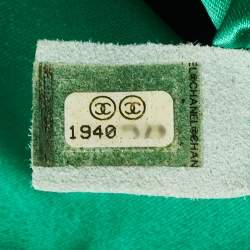 Pre Owned Chanel Green Quilted Leather 3 Compartment Classic Flap Bag
