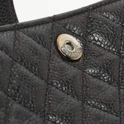 Pre Owned Chanel Black Quilted Caviar Leather CC Phone Holder Pouch