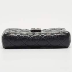 Pre Owned Chanel Black Quilted Caviar Leather CC Phone Holder Pouch