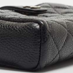 Pre Owned Chanel Black Quilted Caviar Leather CC Phone Holder Pouch