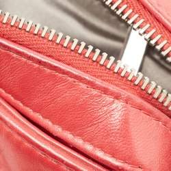 Pre Owned Chanel Red Bar Quilted Leather Lax Accordion Bag
