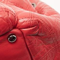 Pre Owned Chanel Red Bar Quilted Leather Lax Accordion Bag