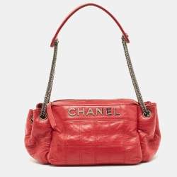 Pre Owned Chanel Red Bar Quilted Leather Lax Accordion Bag