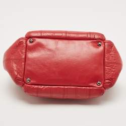 Pre Owned Chanel Red Bar Quilted Leather Lax Accordion Bag