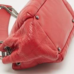 Pre Owned Chanel Red Bar Quilted Leather Lax Accordion Bag