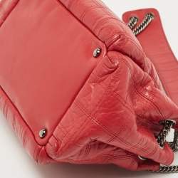 Pre Owned Chanel Red Bar Quilted Leather Lax Accordion Bag
