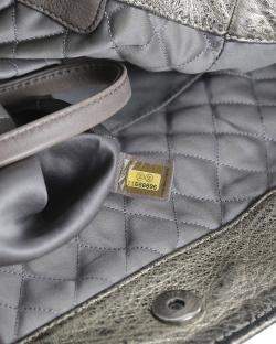 Pre Owned Chanel Metallic Grey Quilted Leather CC Le Marais Tote Bag