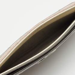 Pre Owned Chanel Silver/Pink Quilted Leather CC Classic Card Holder