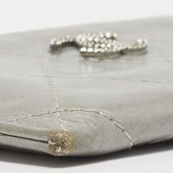 Pre Owned Chanel Silver/Pink Quilted Leather CC Classic Card Holder