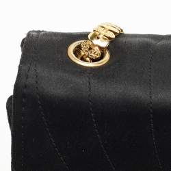 Pre Owned Chanel Black Spiral Quilted Satin Vintage CC Flap Bag
