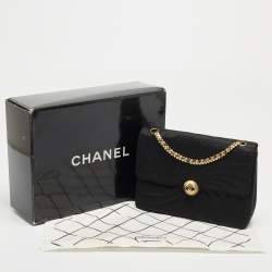 Pre Owned Chanel Black Spiral Quilted Satin Vintage CC Flap Bag