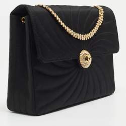 Pre Owned Chanel Black Spiral Quilted Satin Vintage CC Flap Bag