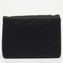 Pre Owned Chanel Black Spiral Quilted Satin Vintage CC Flap Bag