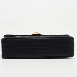 Pre Owned Chanel Black Spiral Quilted Satin Vintage CC Flap Bag