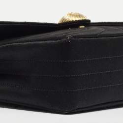 Pre Owned Chanel Black Spiral Quilted Satin Vintage CC Flap Bag