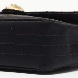 Pre Owned Chanel Black Spiral Quilted Satin Vintage CC Flap Bag
