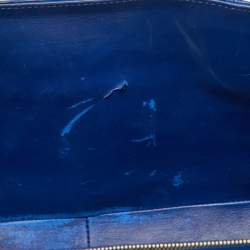 Pre Owned Chanel Blue Python Jumbo Classic Double Flap Bag