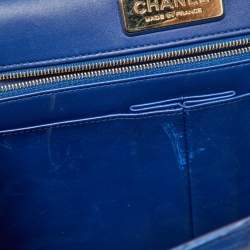 Pre Owned Chanel Blue Python Jumbo Classic Double Flap Bag