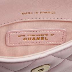 Chanel Light Pink Quilted Leather Mini Chain Around Flap Wallet Bag