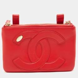 CHANEL Lambskin CC Mania Waist Belt Bag Red 842068