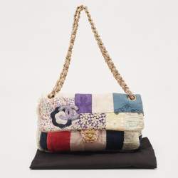 Pre Owned Chanel Multicolor Mix Fabric Limited Edition Patchwork Classic Flap Bag