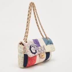 Pre Owned Chanel Multicolor Mix Fabric Limited Edition Patchwork Classic Flap Bag