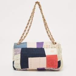 Pre Owned Chanel Multicolor Mix Fabric Limited Edition Patchwork Classic Flap Bag