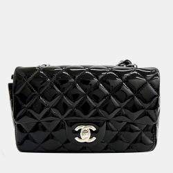 Chanel Black Patent Leather Rectangular Mini Flap Shoulder Bag