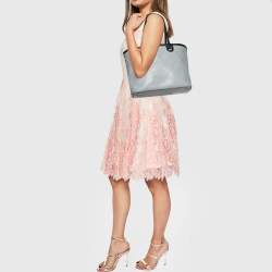 Pre Owned Chanel Grey/black Quilted Caviar Leather Fever Shopper Tote