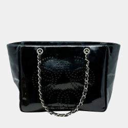 Chanel Black Patent Strass Crystal Bon Bon Logo Tote at 1stDibs