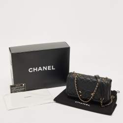 Pre Owned Chanel Black Quilted Caviar Leather Small CC Filigree Flap Bag