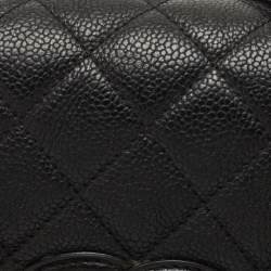 Pre Owned Chanel Black Quilted Caviar Leather Small CC Filigree Flap Bag