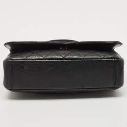 Pre Owned Chanel Black Quilted Caviar Leather Small CC Filigree Flap Bag