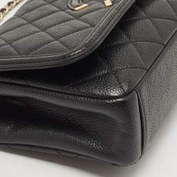 Pre Owned Chanel Black Quilted Caviar Leather Small CC Filigree Flap Bag