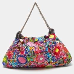Pre Owned Chanel Multicolor Quilted Printed Satin Kaleidoscope Tote