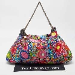 Pre Owned Chanel Multicolor Quilted Printed Satin Kaleidoscope Tote