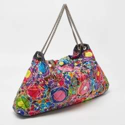 Pre Owned Chanel Multicolor Quilted Printed Satin Kaleidoscope Tote
