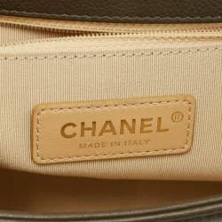 Pre Owned Chanel Olive Green Quilted Leather Small Label Click Flap Bag