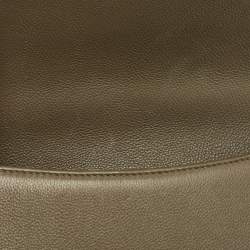 Pre Owned Chanel Olive Green Quilted Leather Small Label Click Flap Bag